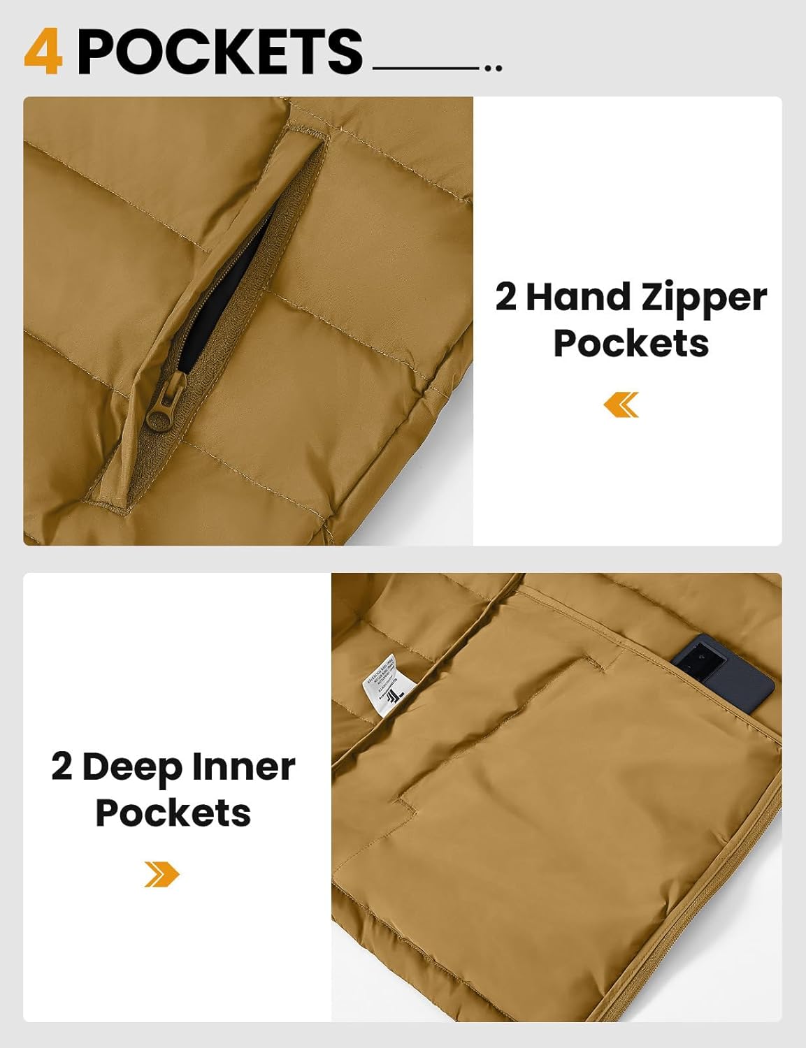 TBMPOY Men's Puffer Vest Lightweight Zip Up Sleeveless Jackets Outdoor Puffy Winter Insulated Outerwear for Running Golf - Image 6