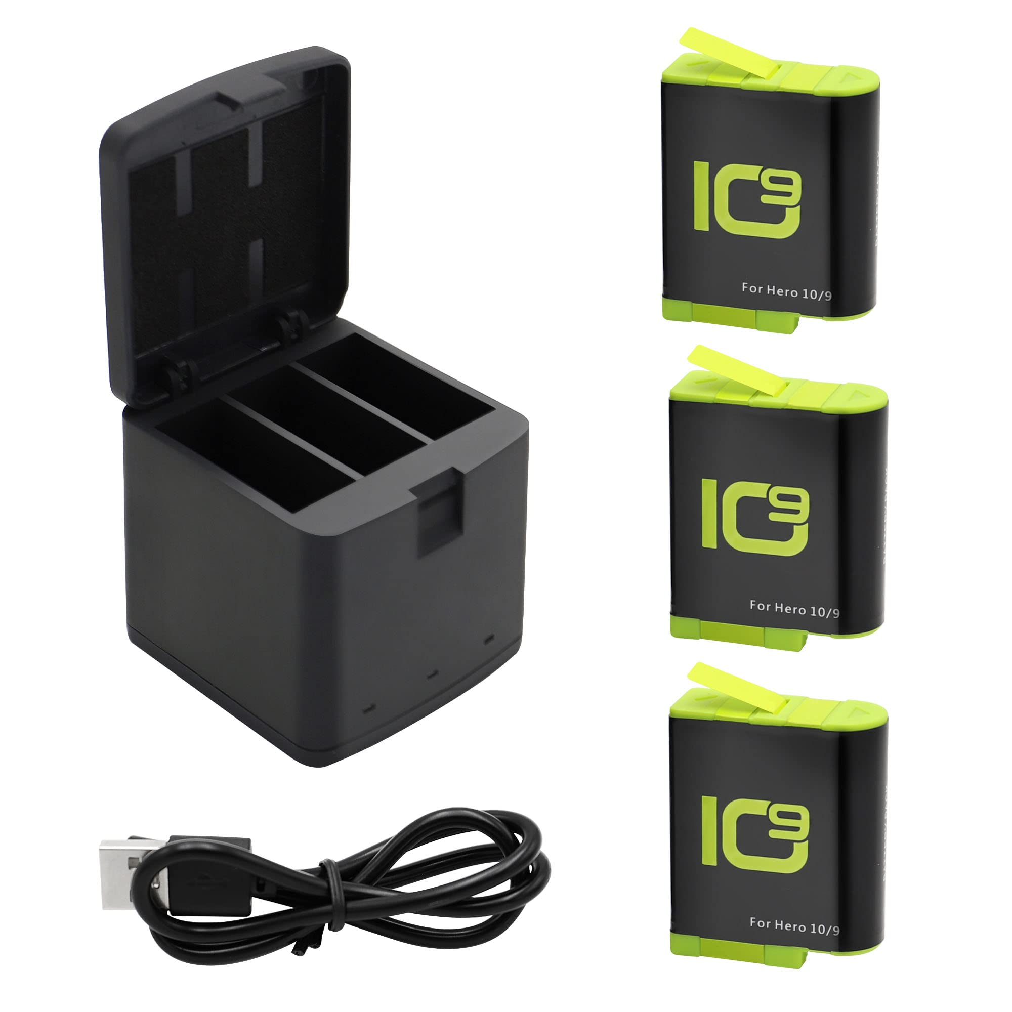 Zestaw ładowarki i baterii do GoPro 10 9 Akcesoria do kamer akcji Bateria 1800mAh Ładowarka ze wskaźnikiem Kompatybilna z oryginalną baterią