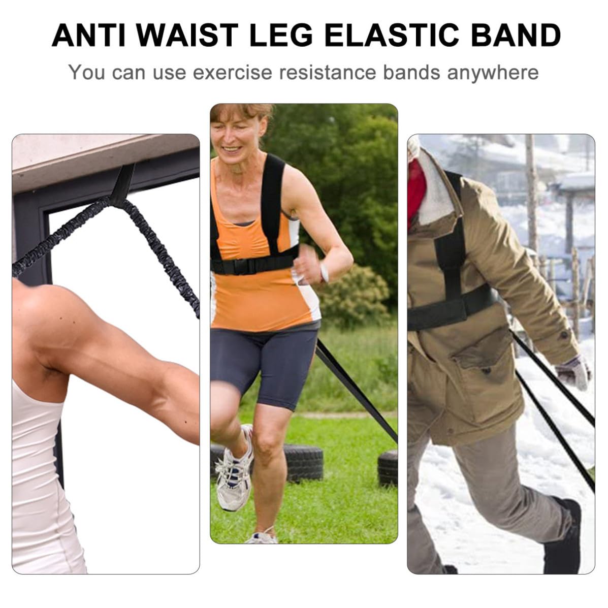 HOMSFOU Banda de Entrenamiento Banda de Resistencia para Ejercicios Banda elástica de Tejido Negro 1 Set para Yoga y Entrenamiento de Fitness
