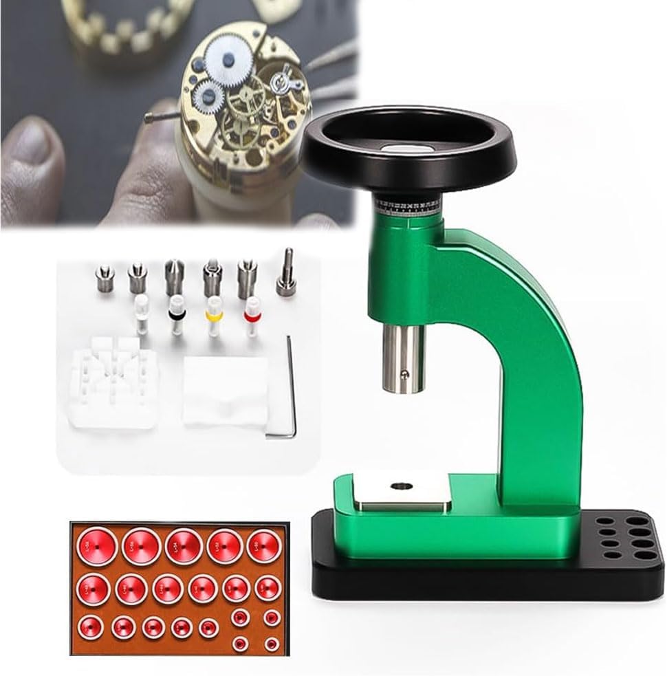 Watch Back Case Closer Tool - Professional Multifunctional Pressing Bench Repair Kit with L20-L58 Molds for Watchmakers & Technicians, Essential Watch Repair Tool