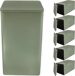 STAHAD 6pcs Large Square Tinplate Tea Storage Canisters Airtight Tea Jars for Loose Leaf Green Pu-erh Coffee Beans Kitchen Pantry Dry Food Organization