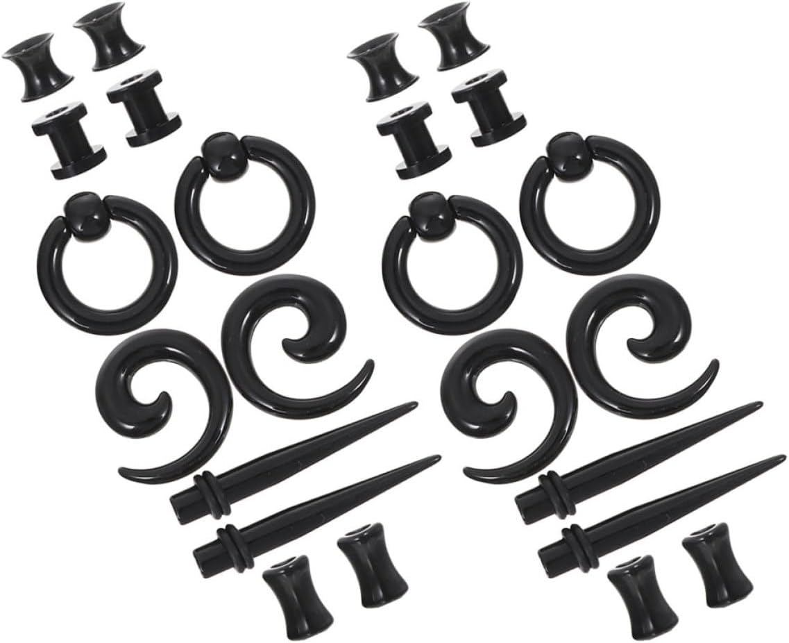 FRCOLOR 2 Sets Acrylic Ear Gauges Stretchers Tapers Expander Kit 12 Pieces 6mm Dark Color Body Piercing Jewelry for Ear Gauging