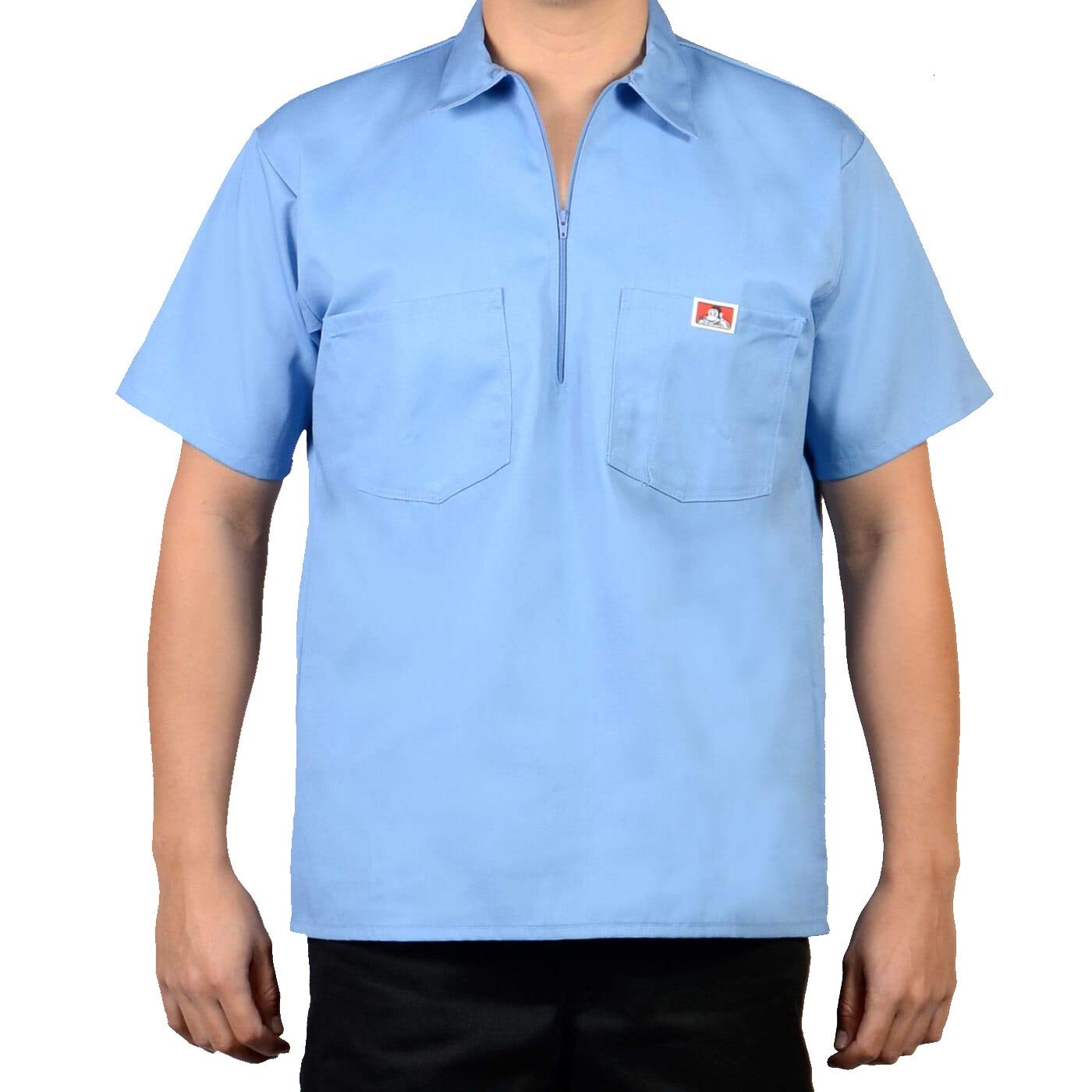 Ben Davis Short Sleeve 1/2 Zip Shirt Medium Light Blue