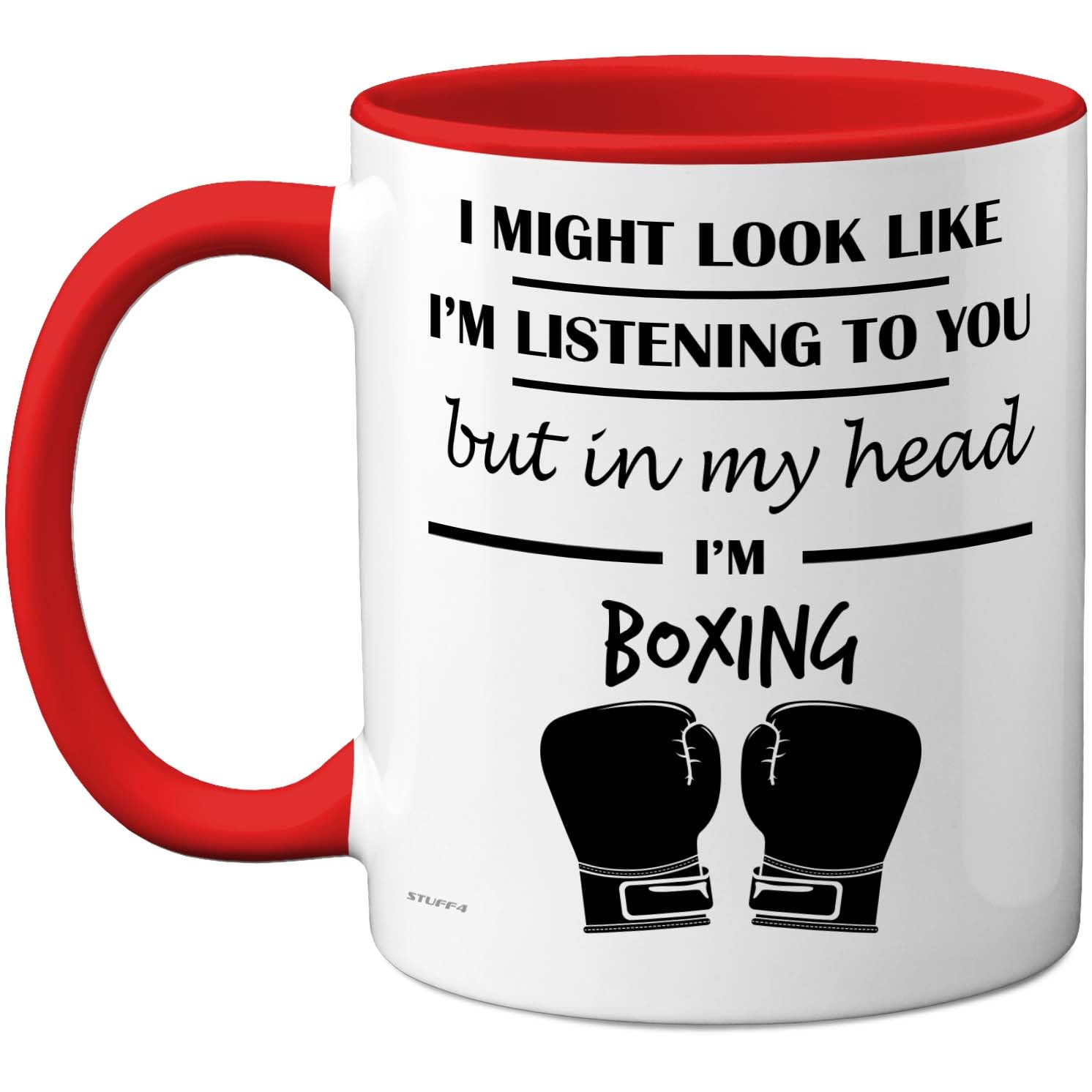 Stuff4 Boxing, in My Head Mug Red Handle