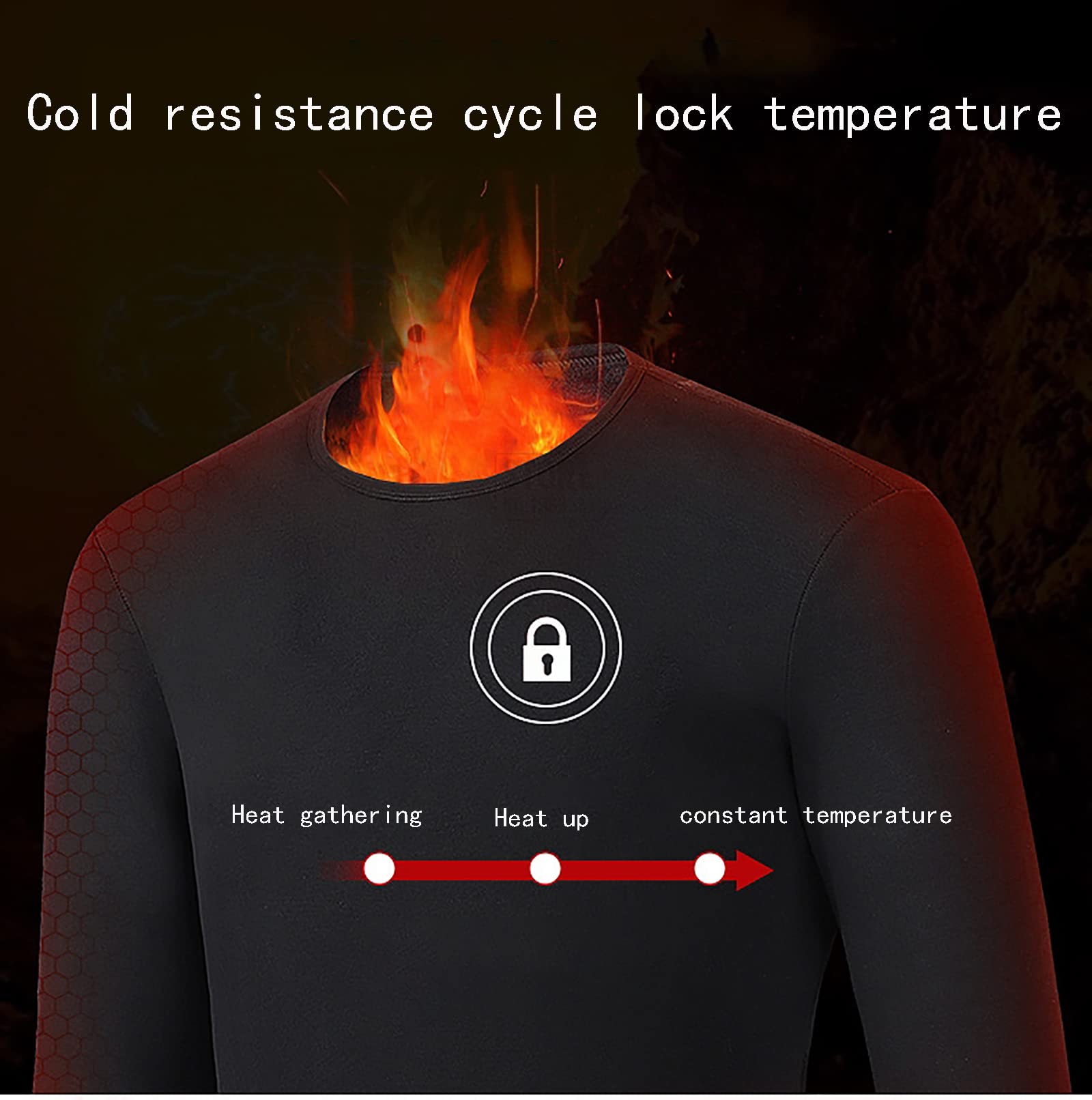 Conjunto de Ropa Interior Térmica para Mujer Traje de Esquí Lavable Térmico USB Invierno Acampar al Aire Libre Cálido y Acogedor Elástico Top + Pantalones,Black,3XL(172