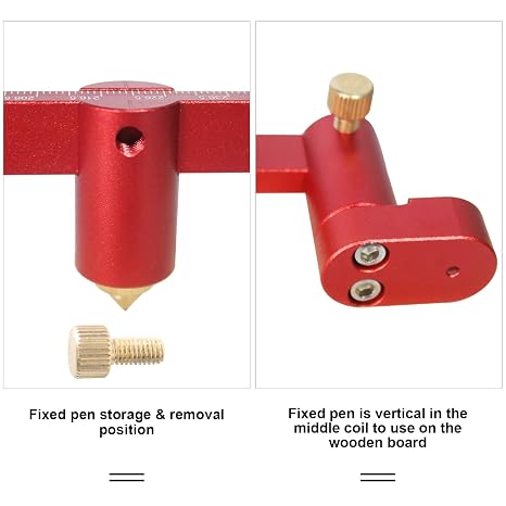 300mm Compass Tool - Large Woodworking Scriber, Circle Marking Gauge (Red)