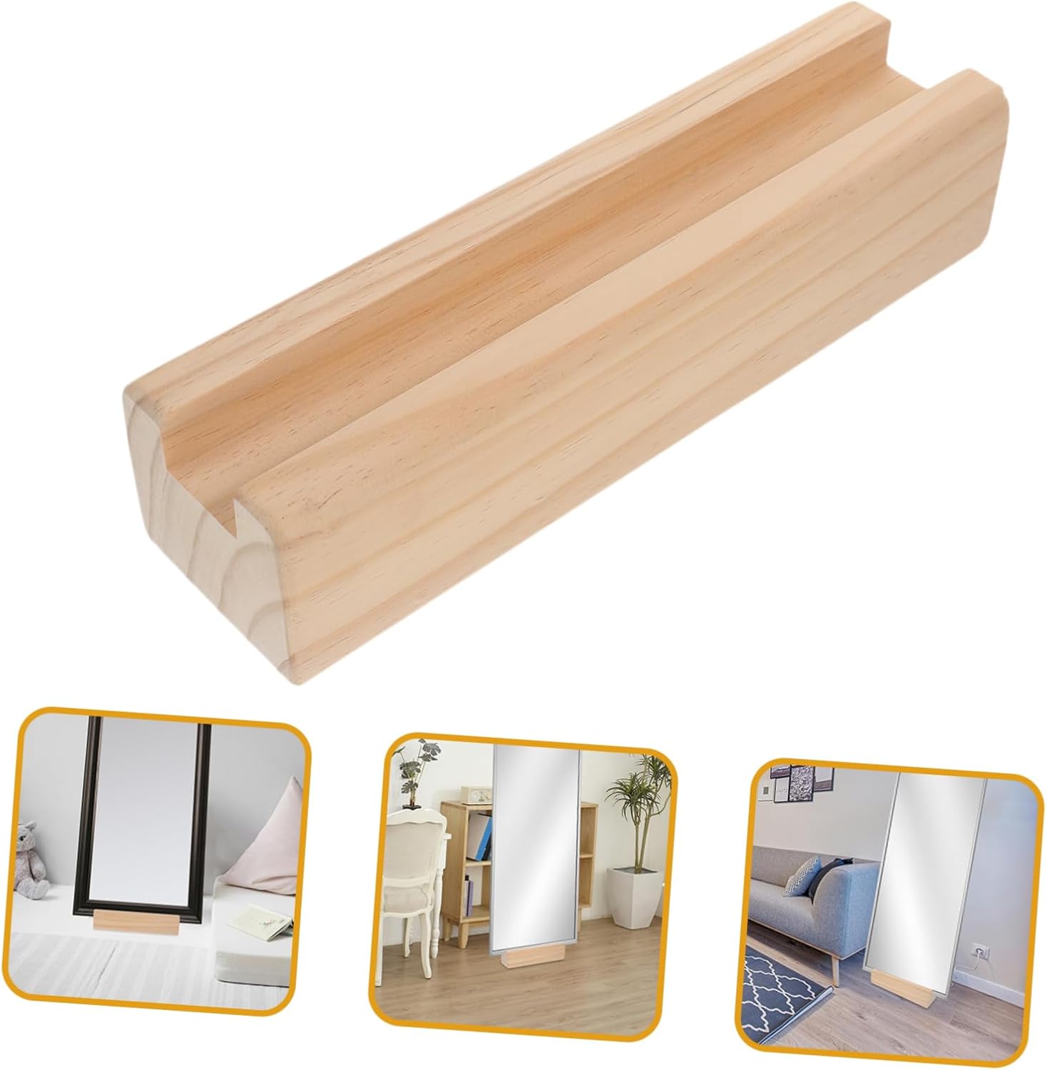 Mobestech Floor Mirror Stand Only Stable Slip Wooden Holder for Full Mirrors Elegant Support Base for Home Office Restaurant Use with Height Elevation