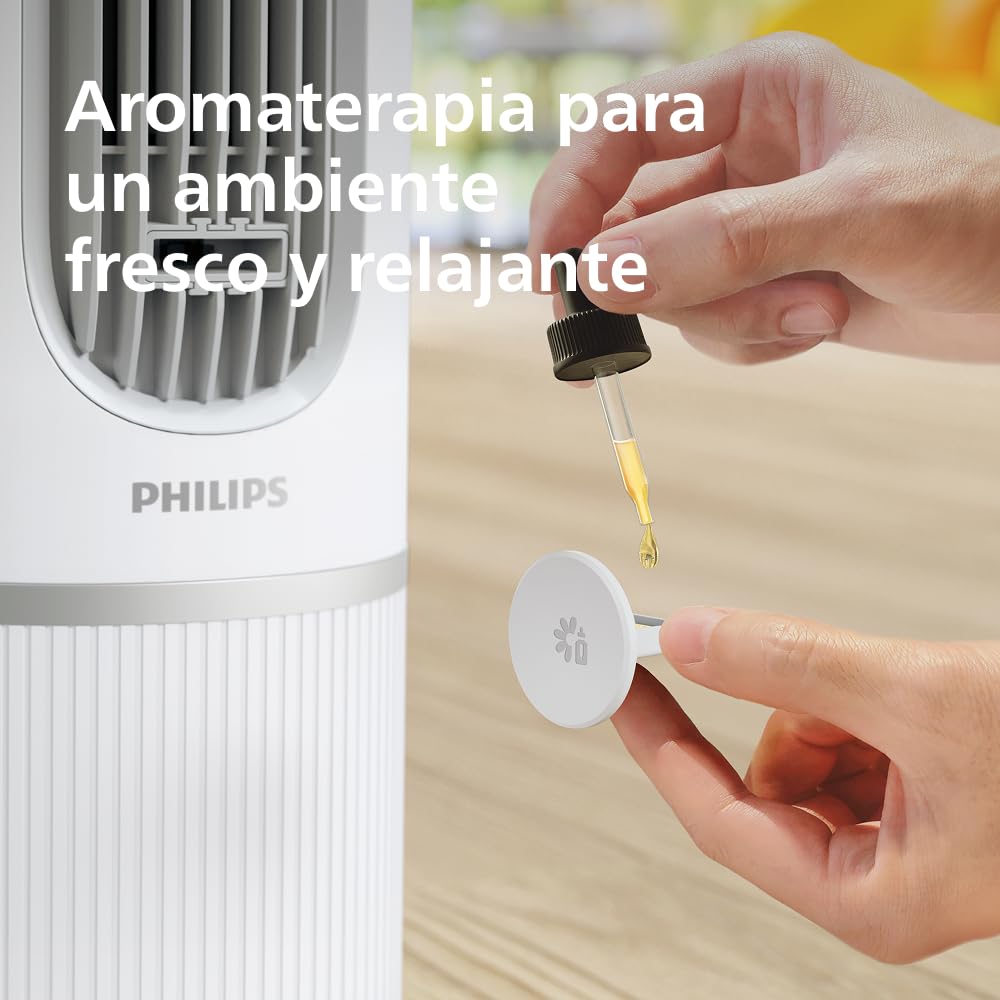 Philips Ventilador de torre Serie 5000 - Potente 8,1 m/s, ultrasilencioso 24 dB, ventilador torre bajo consumo energético, 5 velocidades, modo Sleep, temporizador de 9h, oscilación de 80° (CX5550/00)