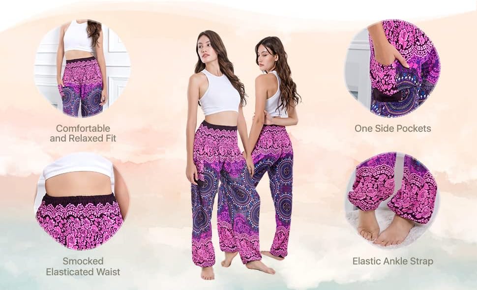CHAINUPON Harem Pants Women Flowy Trouser Yoga Boho Hippie Clothes - Image 9
