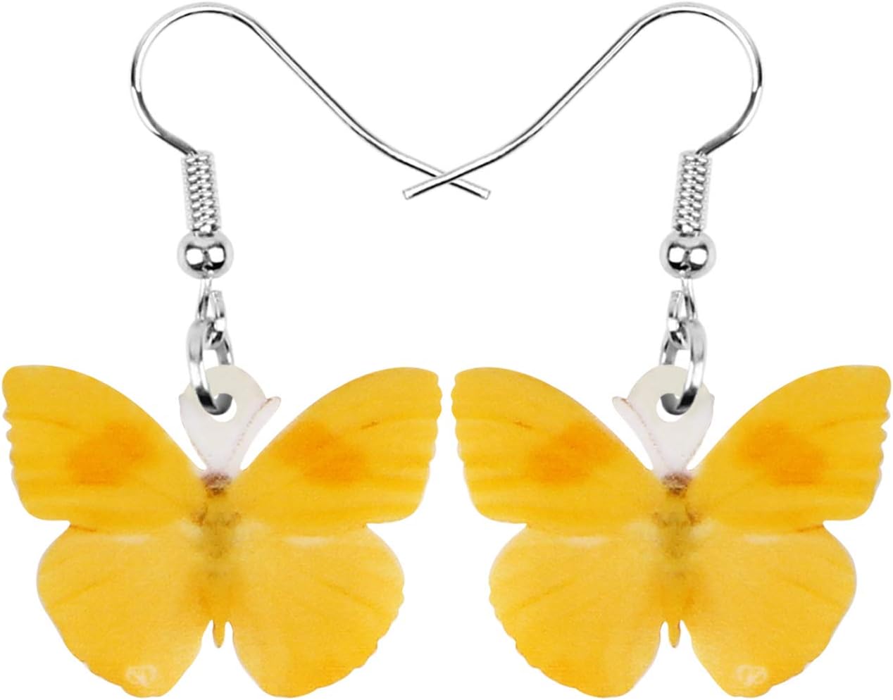 DOWAY Acrylic Yellow Butterfly Earrings Dangle for Women Drop Jewelry, Spring Summer Butterfly Gifts Decoration