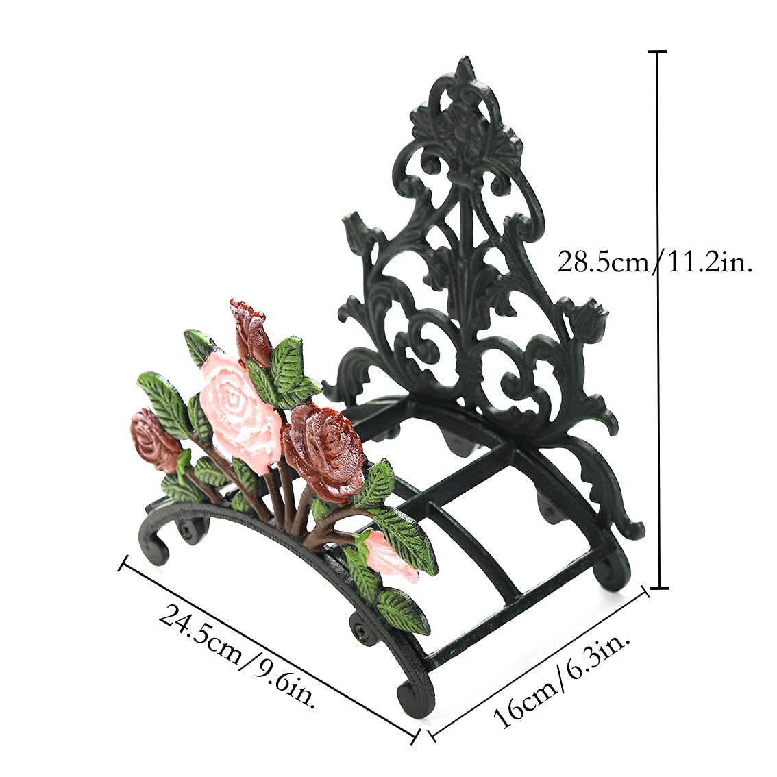 Sungmor Water Hose Holder, Wall Mount Garden Hose Hanger, Heavy Duty Cast Iron Hose Reel Wall Mounted, Indoor Outdoor Watering Hose Wall Hook, Yard Balcony Water Pipe Storage Rack Butler - Color Peony