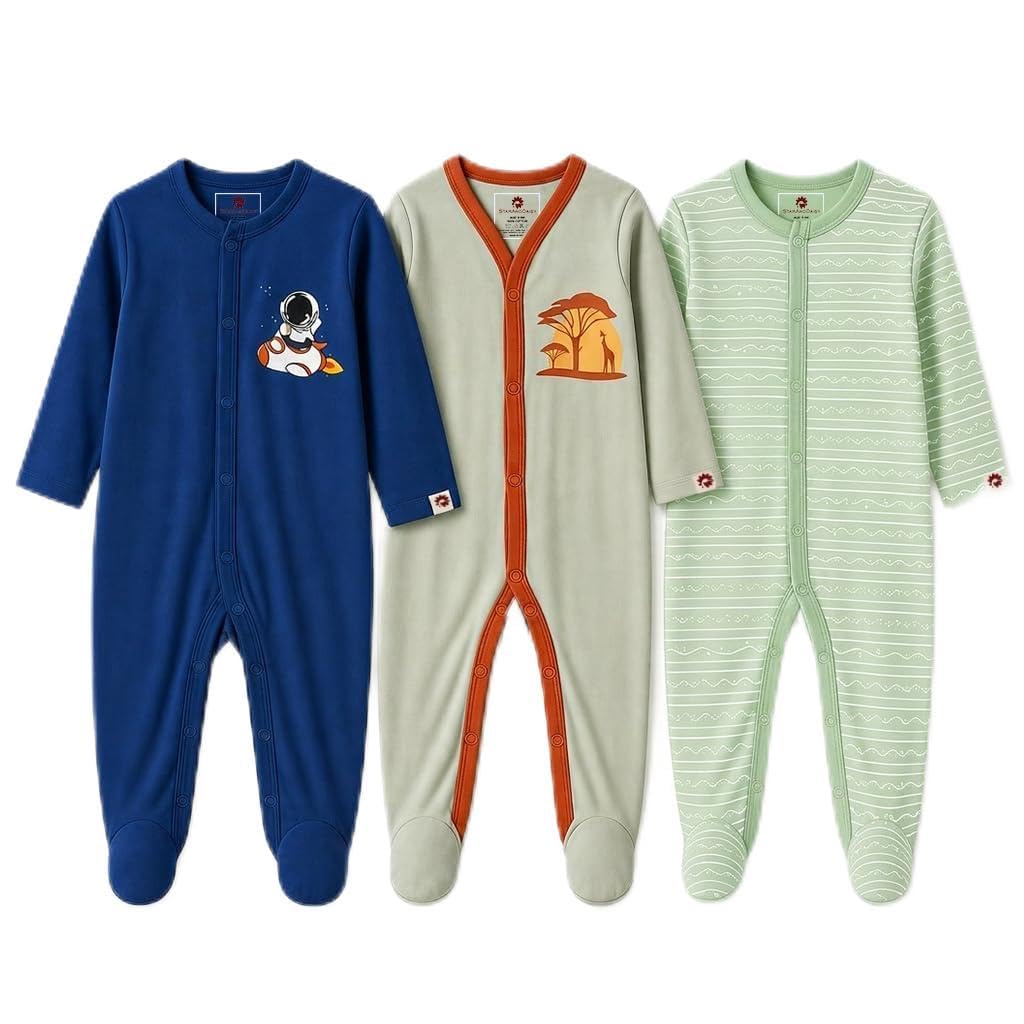 Baby Cotton Full Sleeves Romper Set of 3 for Newborn Bodysuit | 3 Piece Jumpsuit for Baby boys & girls Clothing Set, Soft Cotton Romper Bodysuit-image-49