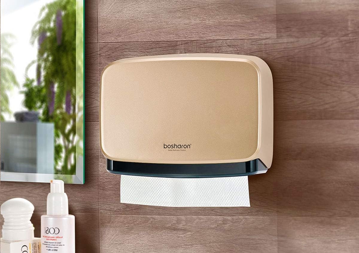 Bosharon Wall-Mounted Bathroom Tissue Dispenser Paper Towel Tissue Holder (Champagne,Gold)