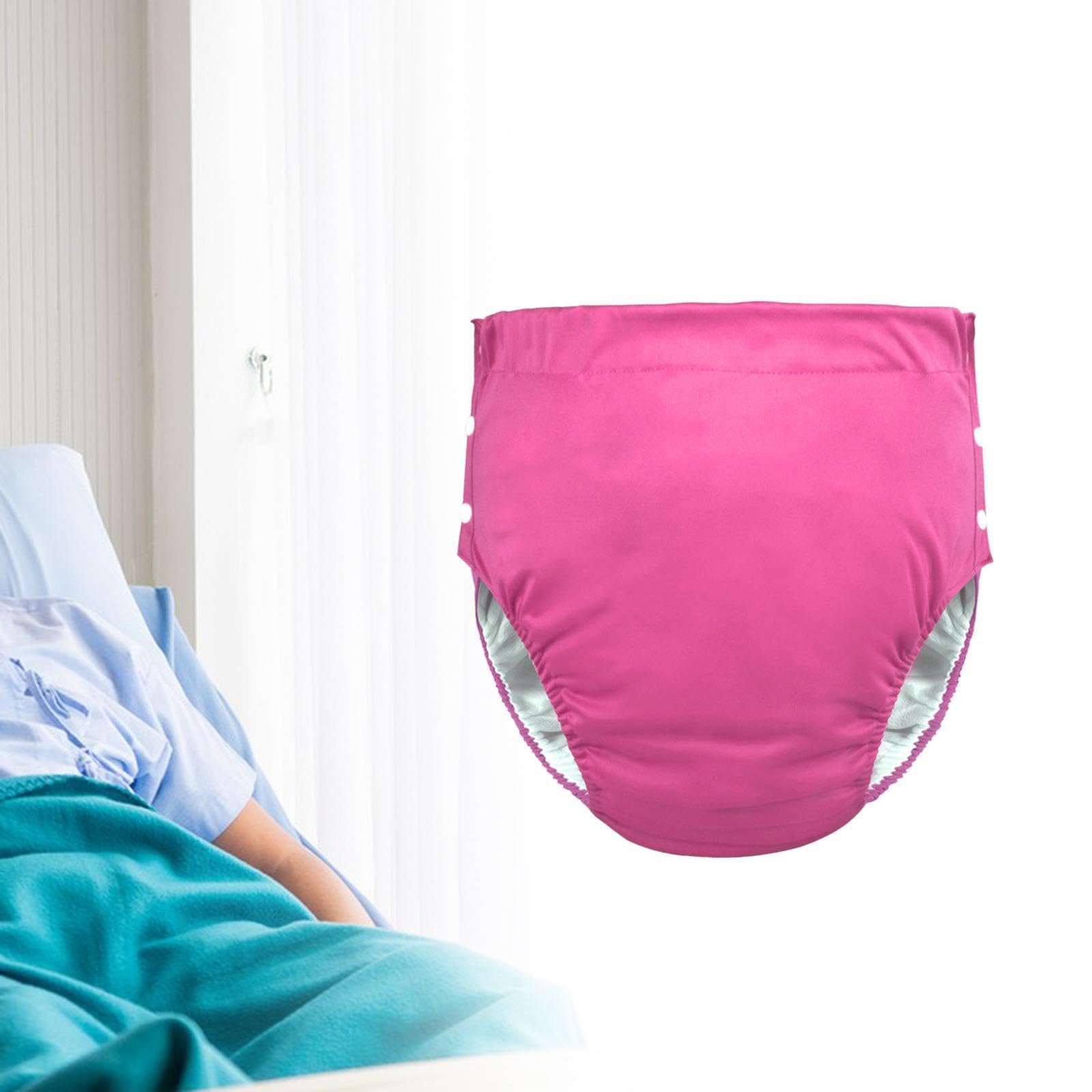 Couche Adulte, Couche-Culotte En Tissu Lavable pour Adulte, Couche Adulte Femme, Housse de Protection, Séchage Rapide, Couche Réglable Respirante Réutilisable pour Les Personnes âgées, Rose rouge