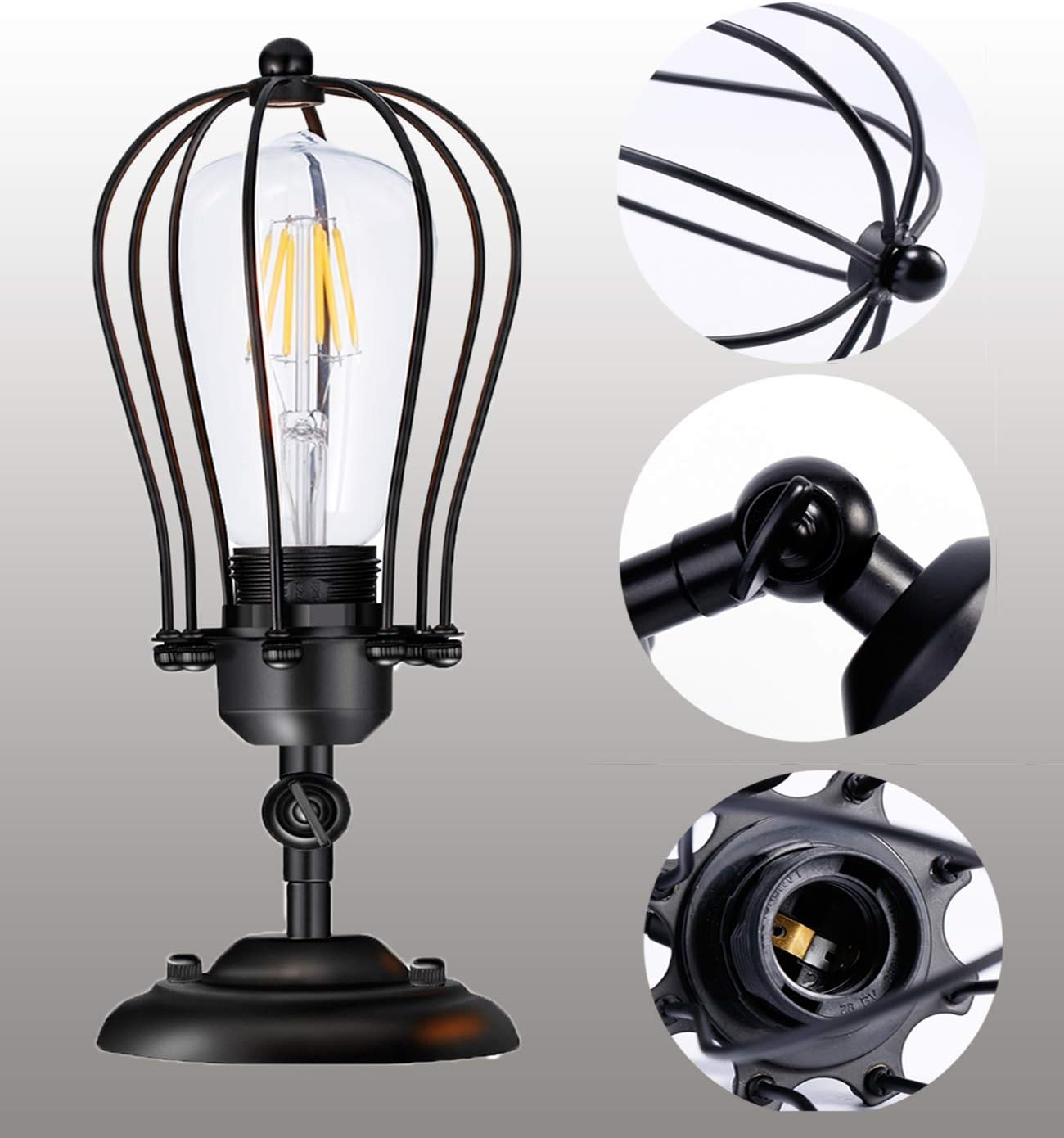 Licperron Wall Sconces Plug in, Plug in Wall Light Set of 2, E26 Base Vintage Style Wall Sconces Set of 2 for Headboard Bedroom Garage Porch Hall