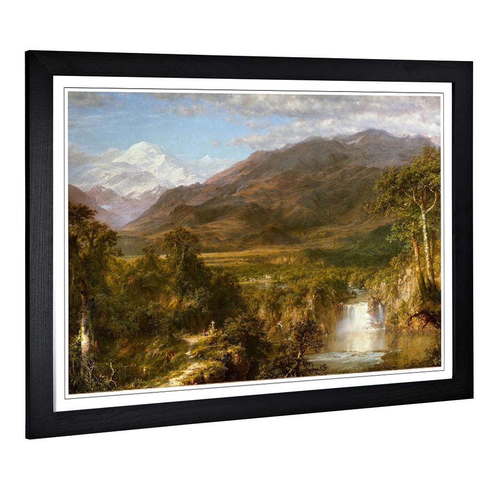 Big Box Art Framed Print of Frederic Edwin Church Heart of The Andes Design | Wall Art Picture | Home Decor for Kitchen, Living Room, Bedroom, Hallway, Black, A2 / 24.5x18 Inch / 62x45cm