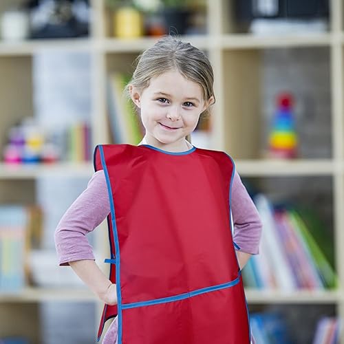 Miniatura 5 de 4 delantales de pintura para niños, delantales impermeables con 3 bolsillos, para niños de 3 a 8 años, 4 colores