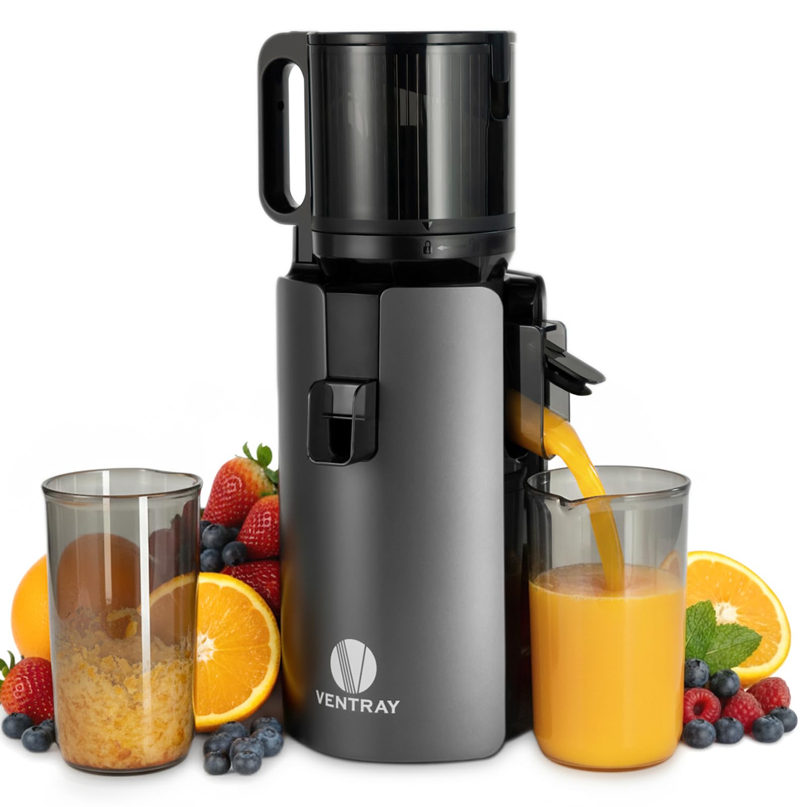 Ventray Cold Press Juicer Slow Masticating Juicer Machine with 4 7 Wide Feed Chute for Whole Vegetables Fruits