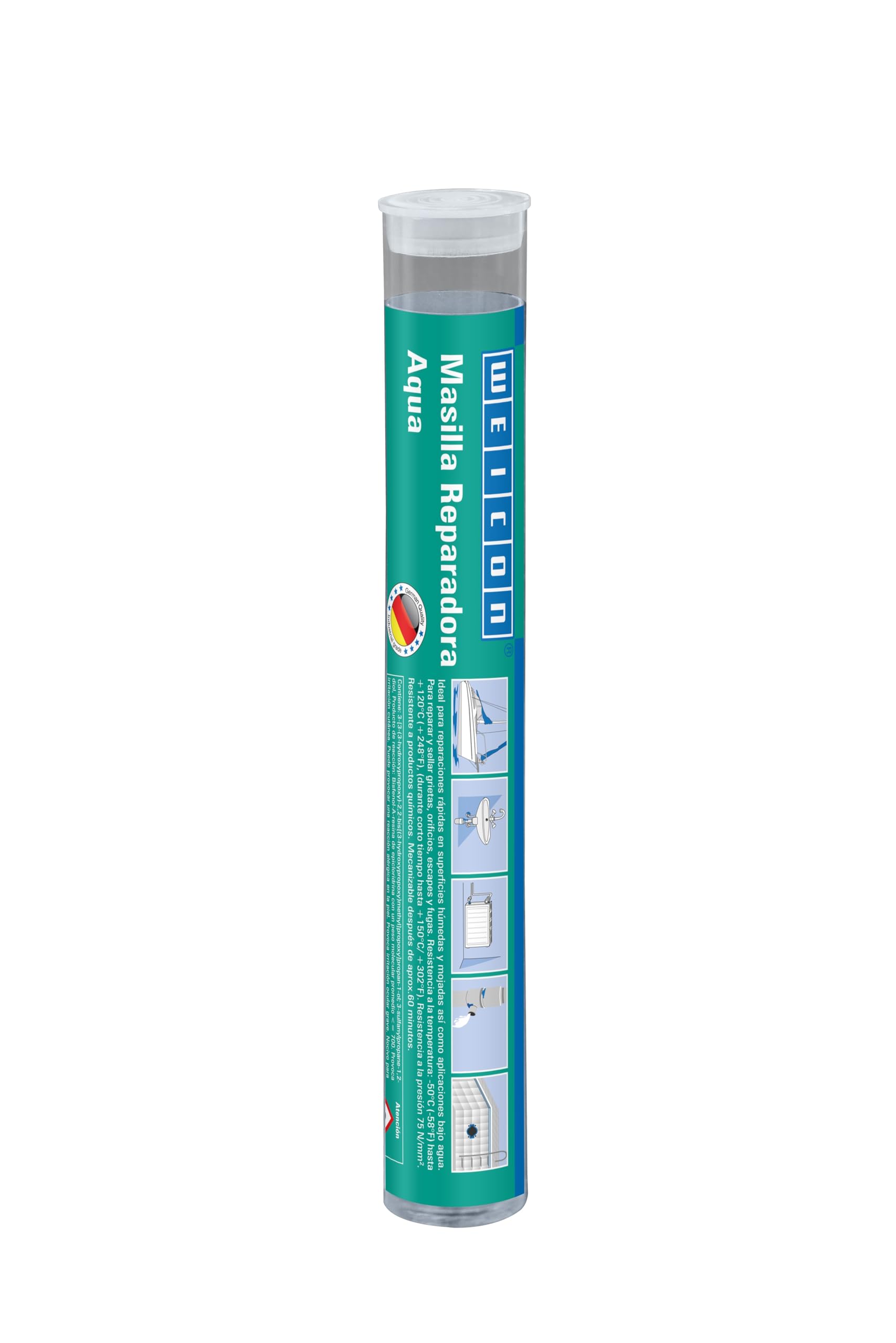 WEICON Barra Reparadora Aqua 115g, pegamento de 2 componentes, resina epoxi, reparación en Piscinas, Zonas bajo Agua, Blanco