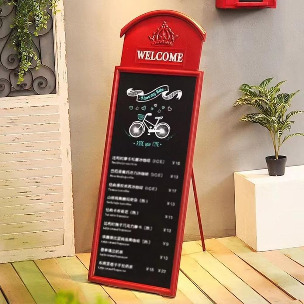 Plantillas De Tiza Rústicas Para Aceras: Pizarra De Hierro De Pie De 45 * 16,5 Pulgadas, Exhibición De Menú Montada En La Pared Para Restaurantes, Carteles De Pizarra (Size:Estilo montado en la pared)