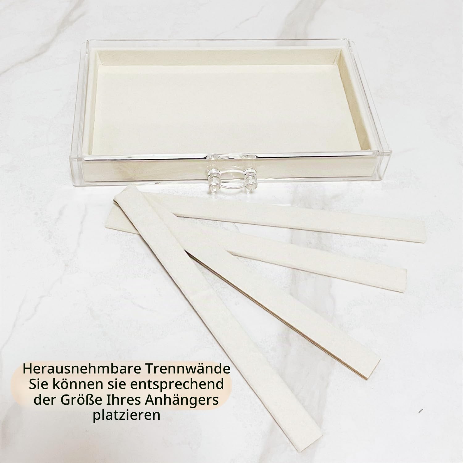 Halskette Aufbewahrungsbox, Acryl Halskette Veranstalter Box mit Samt Tablett, staubdicht Halsketten Halter Display Case für Frauen und Mädchen (Beige, 5 Drawers)