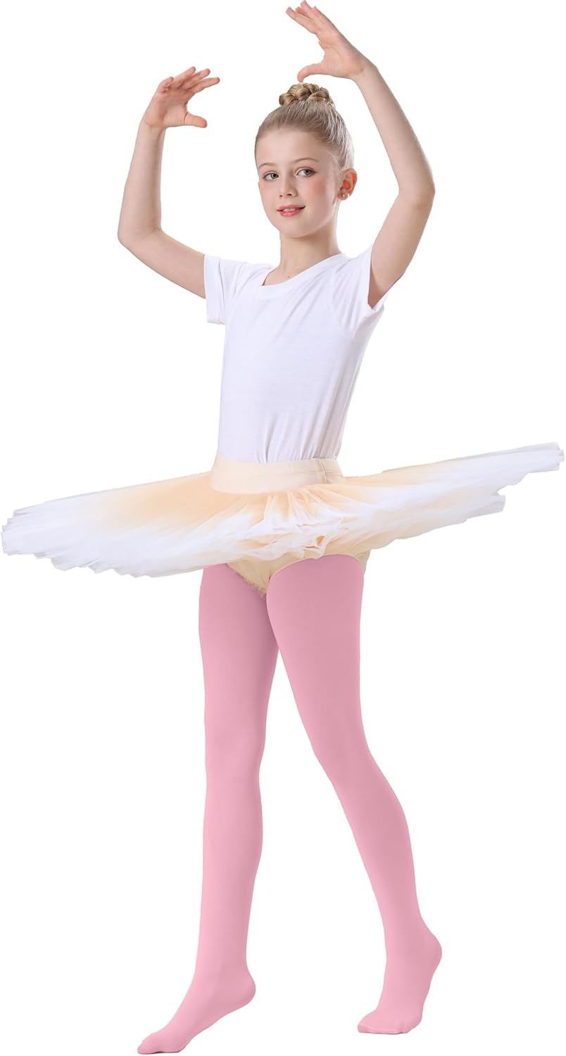 Citystl Ballet Tights for Girls - 3 Pairs, Multiple Colors, Cotton School Dress Tights - Image 5