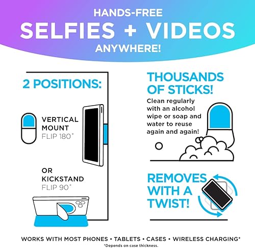 Miniatura 9 de Flipstik Soporte adhesivo plegable 3.0 para teléfono, se adhiere a cualquier superficie plana, selfies manos libres, videos, soporte para automóvil,