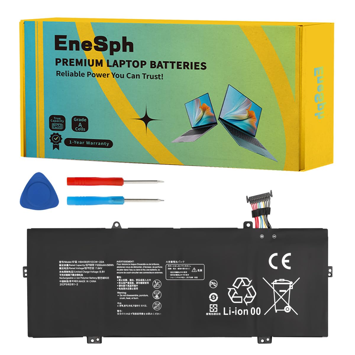 56Wh 12-pins HB4593R1ECW-22A Laptop-Batterie pour Huawei MateBook