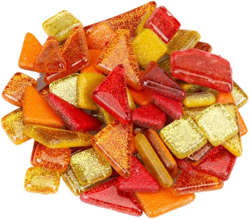 Azulejos de mosaico de cristal azulejos de mosaico de cristal con purpurina de 2 libras para decoración del hogar manualidades o marcos de fotos 4