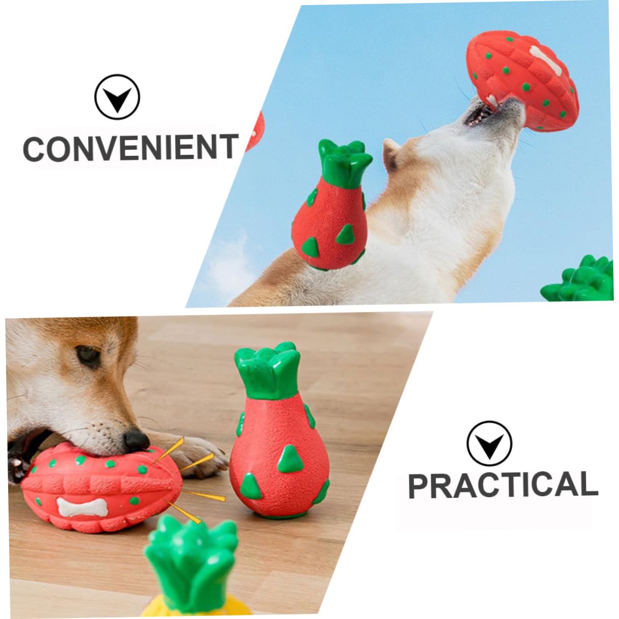 FRCOLOR 5stücke Interaktives Gummispielzeug Für Hunde Lustiges Obst-kauspielzeug Für Welpen Und Kleine Hunde Strapazierfähig Und Geräuschlos Fördert Die Zahnpflege Und Sorgt Für