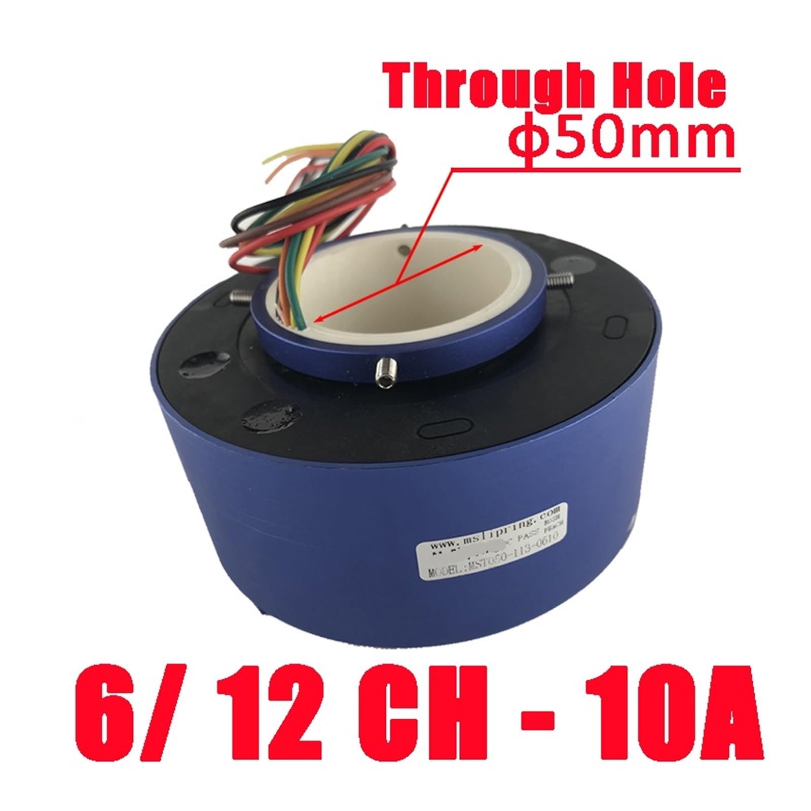 Bague collectrice en aluminium 6/12 canaux avec trou 50 mm 10A 113/119 mm bague collectrice de table rotative(12CH-Dia.119mm)