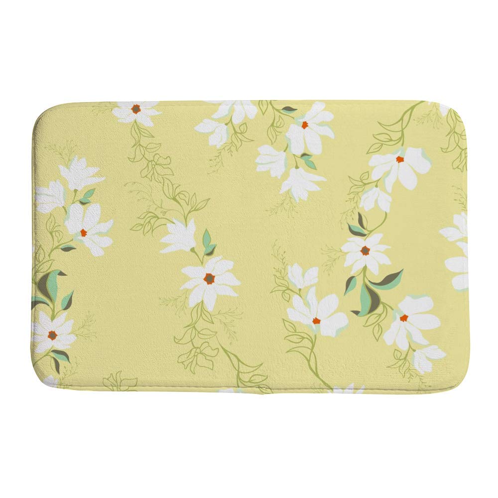 Tapis de bain jaune magnolia CHEHONG en velours de corail lavable 91,4x61 cm