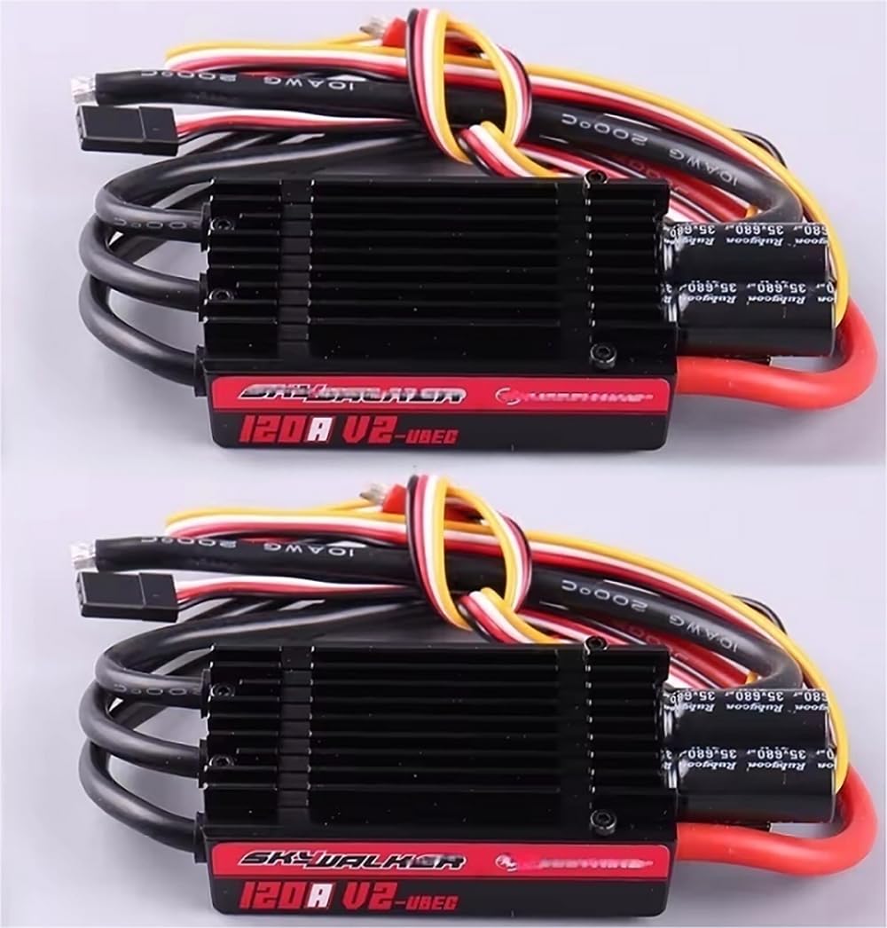 SPARKHOBBY HobbywingSkywalker Lot de 2 contrôleurs de vitesse ESC sans balais 120 A V2 3-8S LiPo compatibles avec avion à voilure fixe 3D de 152,4 à 170,2 cm