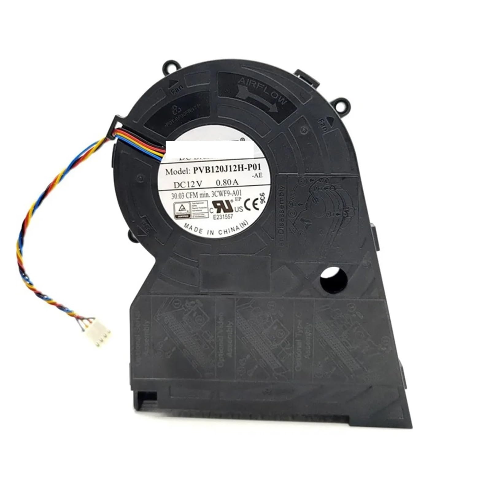 Ventilateur PVB120J12H-P01 4PIN de type extracteur dair pour CPU