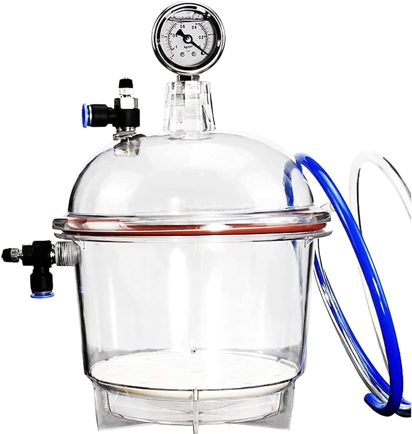 Desecador de vacío de laboratorio, recipiente secador de vacío de doble válvula de 150 mm con manómetro, temperatura ambiente de funcionamiento de -25 ℃ a 120 ℃, for almacenamiento de secado al vacío