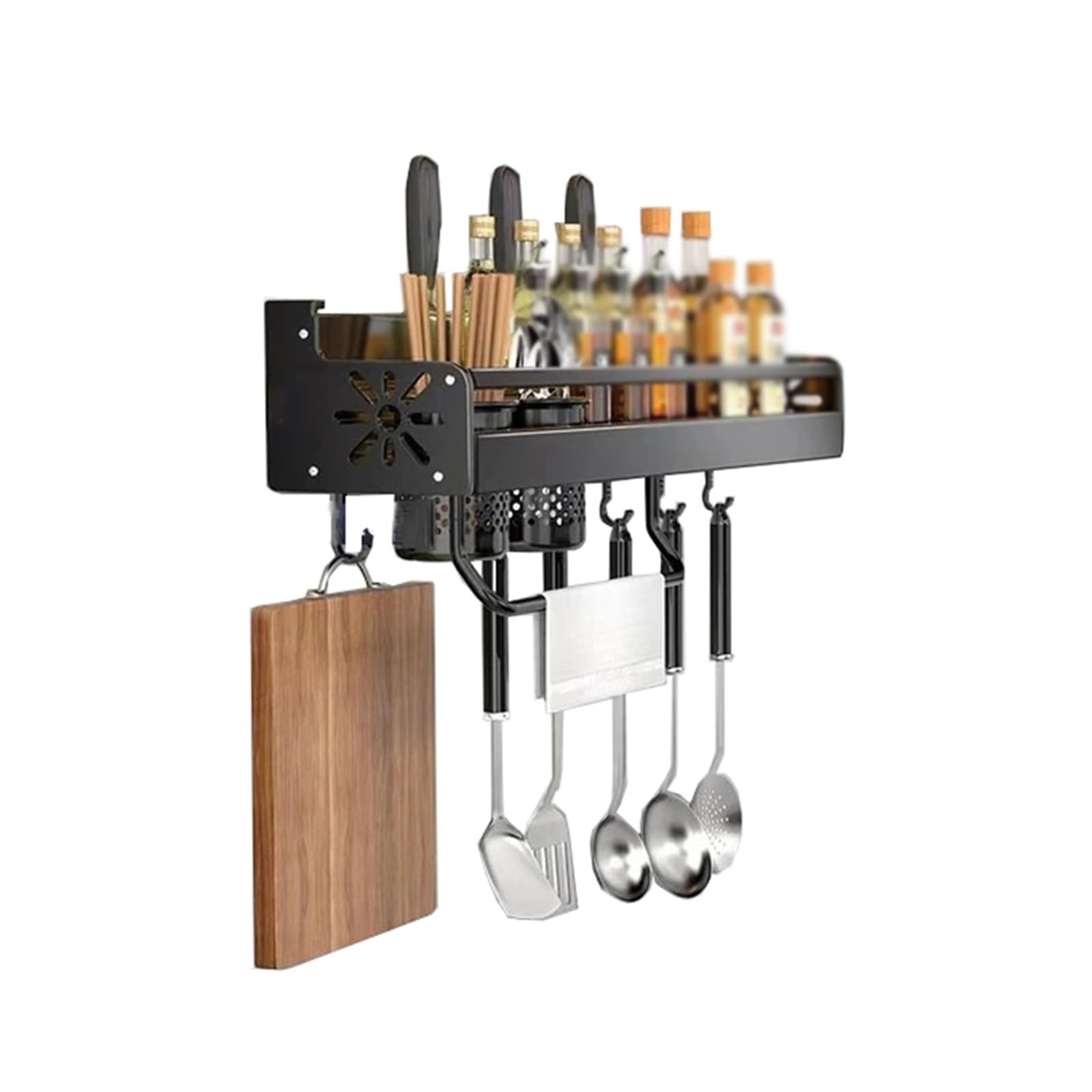 shangguanyun456 Spice Rack Spice Rack Kitchen Storage Shelf Wall-mounted Racks Space Aluminum Multifunctional for Organization and Storag