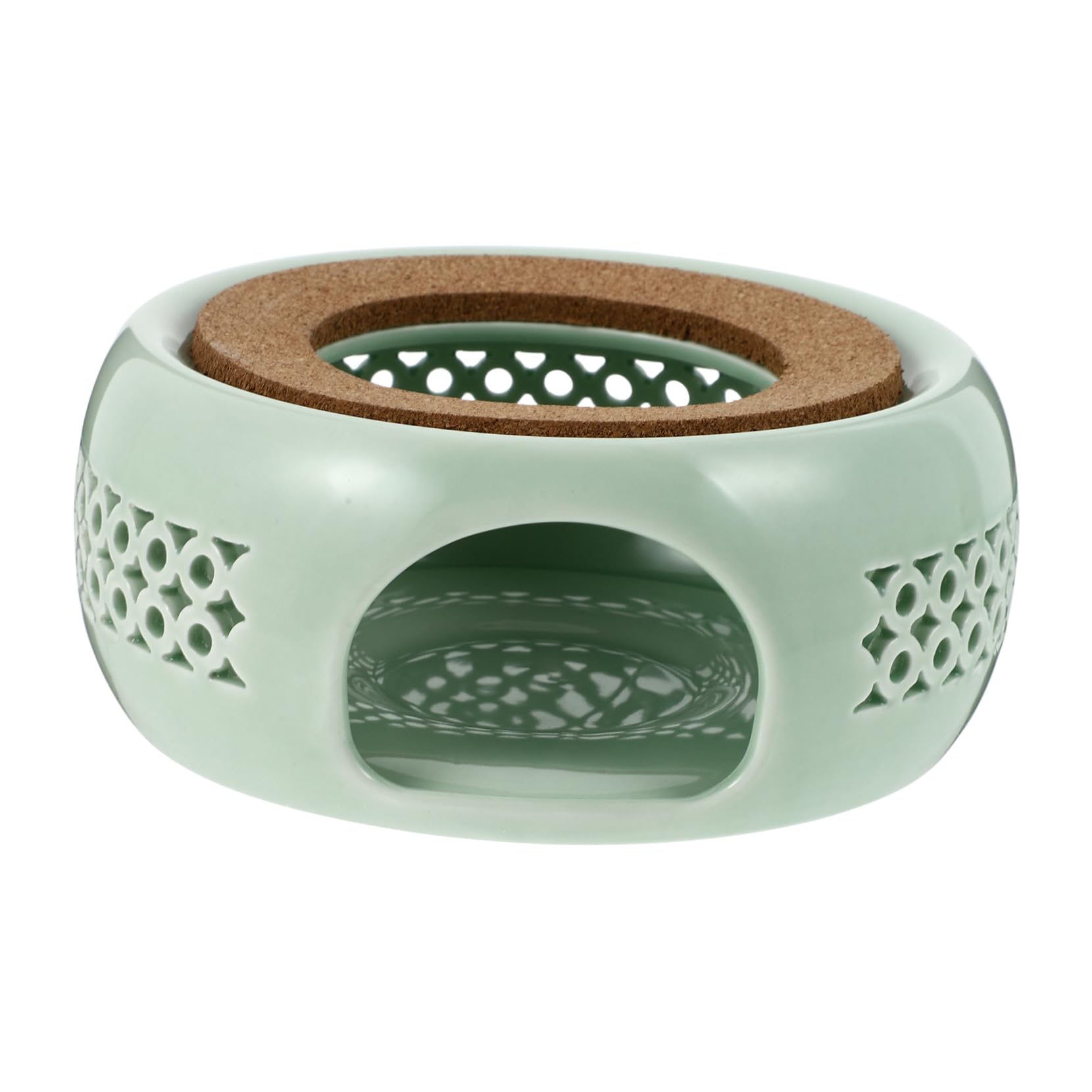 Ciieeo 1Pc Light Green Ceramic Tea Warmer Retro Teapot Stand for Household Use Portable Simple Design Easy to Clean for Tea Lovers and Home Decoration