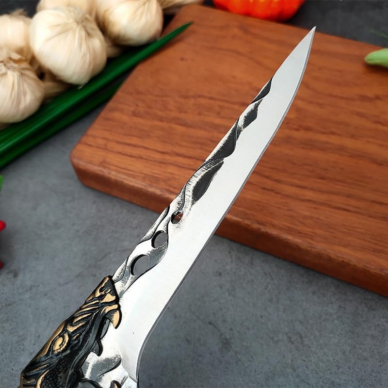 Meat Cleaver,Cleaver Knife 5.7 Inch Handmade Boning Knife Butcher Cutter Kitchen Meat Cleaver Outdoors Hunting Camping Knives With Cover Fish Vegetable Cutting Tool