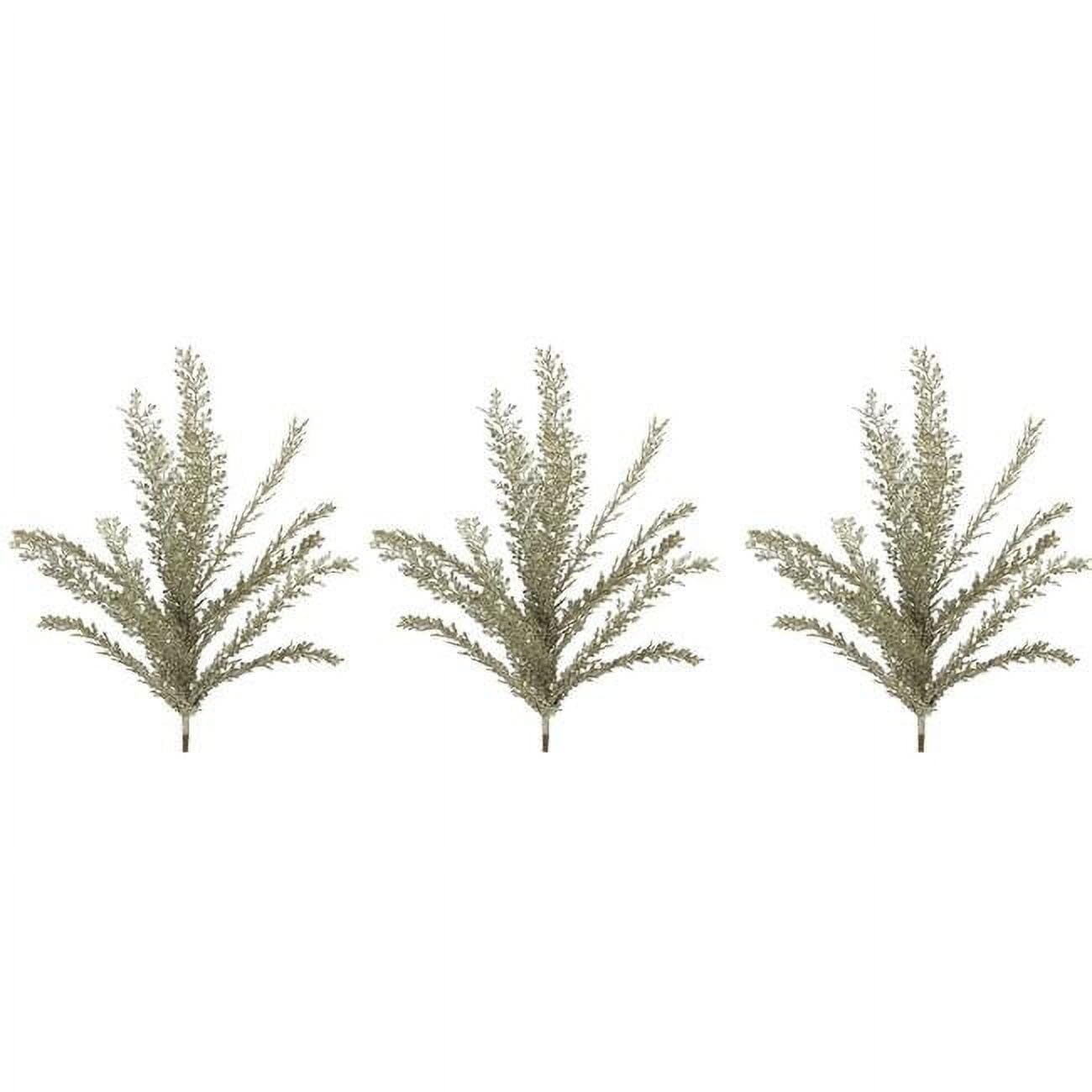 23 in. Glitter Filigree Leaf Spray Christmas Decor, Champagne - Set of 3