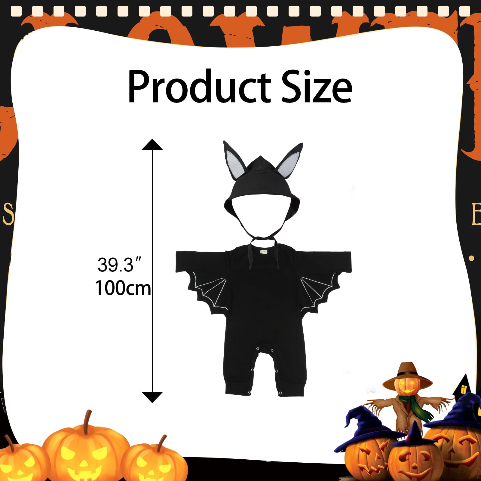 Lifreer Halloween Kleinkind Fledermaus Muster Strampler mit Hut Halloween Cosplay Kostüm Jumpsuits Outfits für Neugeborene Baby Jungen Mädchen (18-24 Monate)