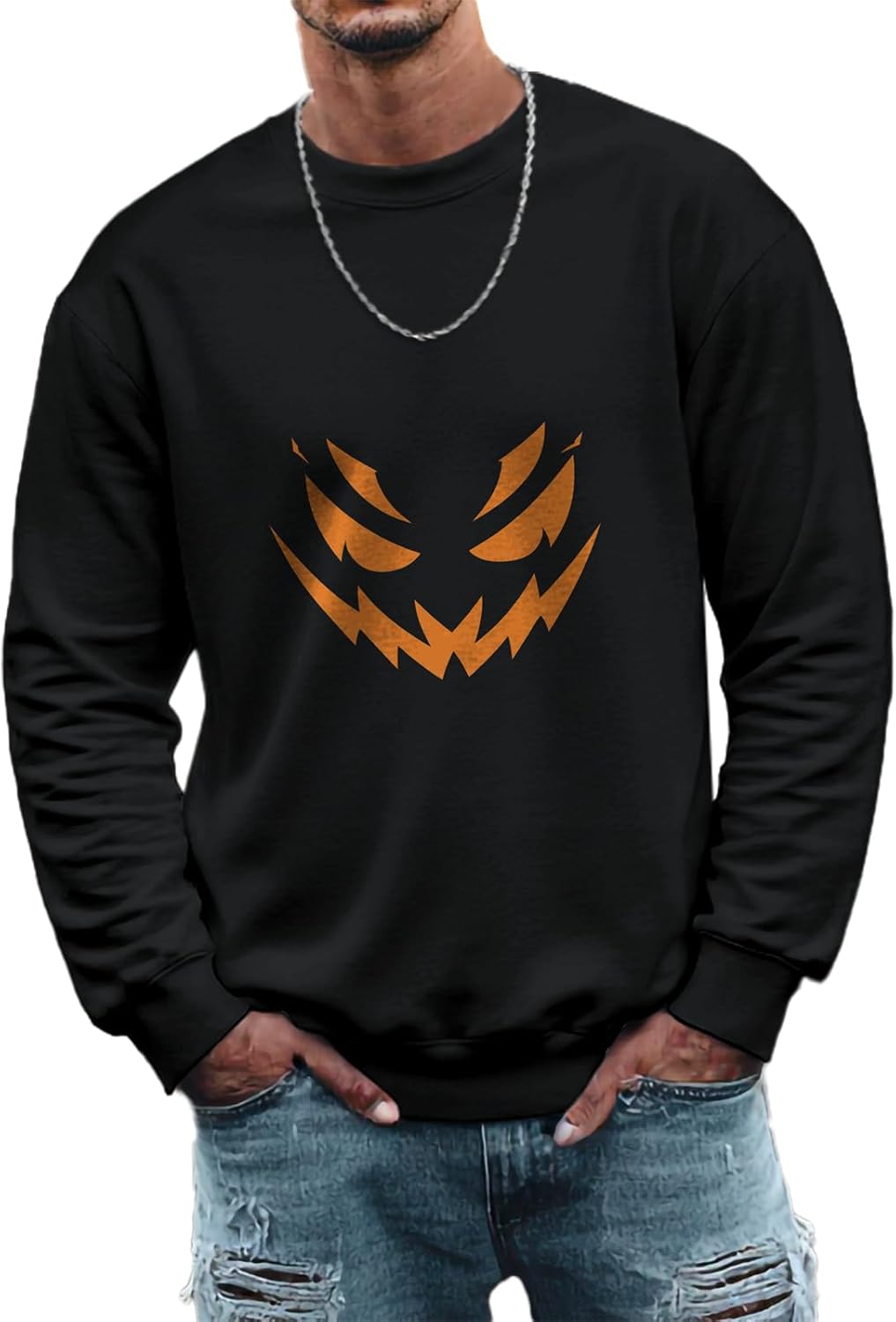 Halloween Sweatshirt Men Long Sleeve Crewneck Casual Pullover Hip-Hop Novelty Sweatshirts Fashion Outfits 2025