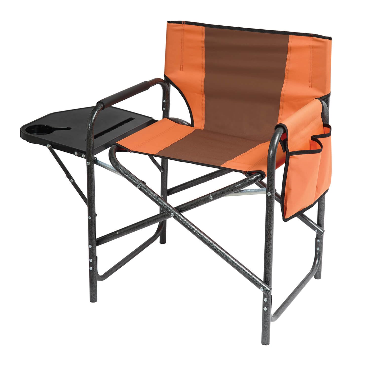 Coopers of Stortford - Directors Chair with Side Table and Pouch - Folding Camping Chair Extra Wide Seat Steel Frame 110kg Capacity