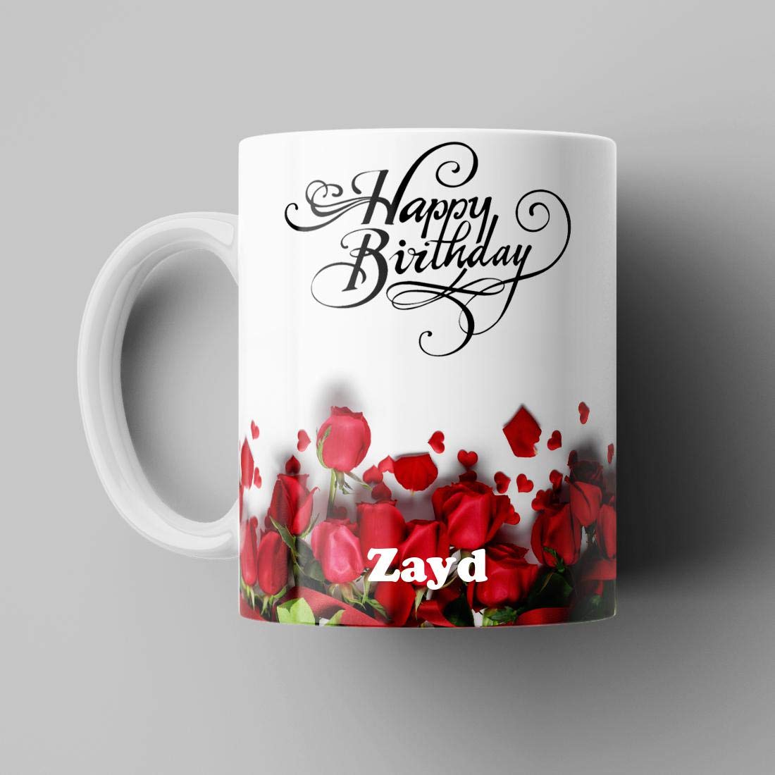 Happy Birthday Zayd Printed White Ceramic Mug (350) ml
