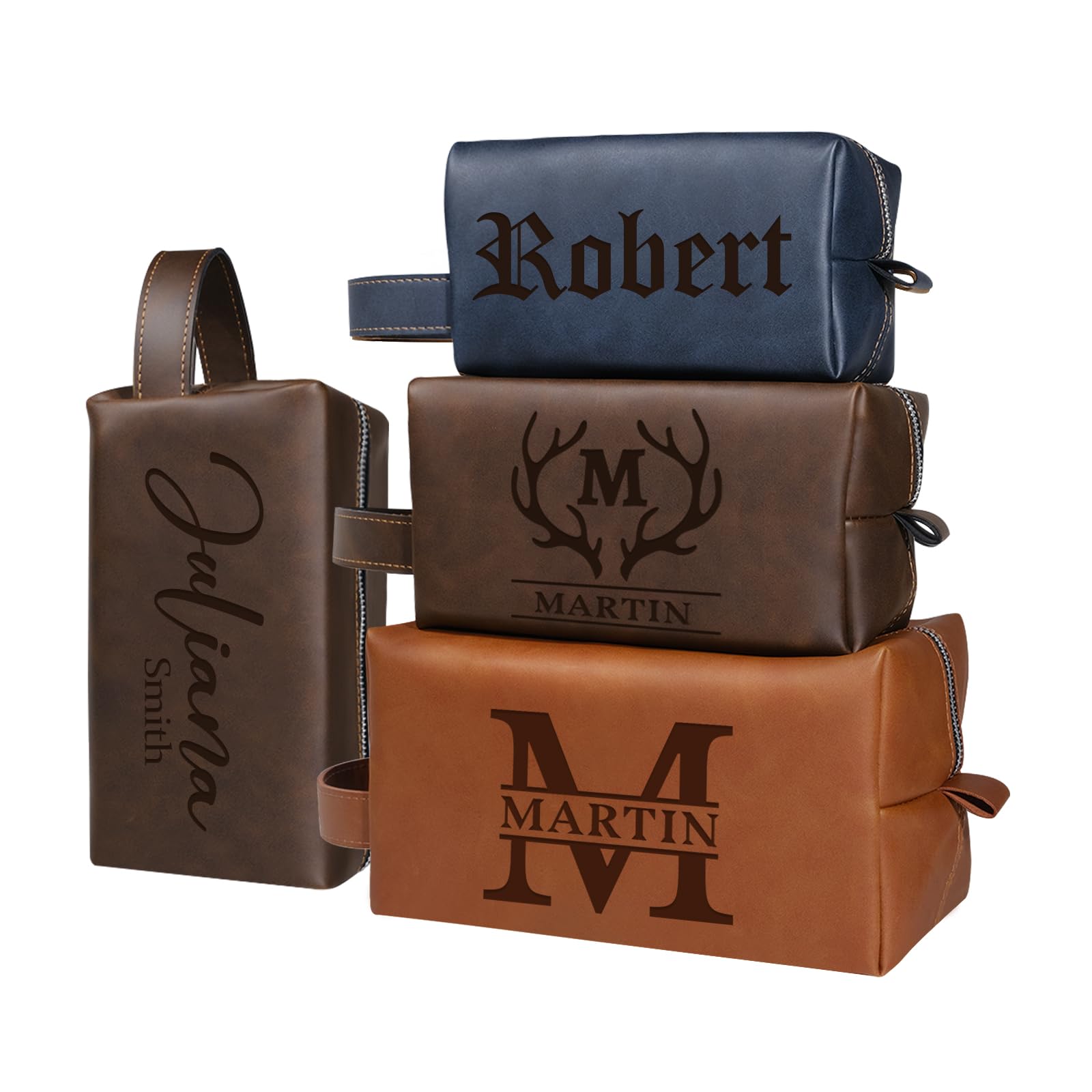 Personalized Toiletry Bag for Men Custom Leather Travel Toiletry Bag with Engraved Name Mens Dopp Kit Bag, Groomsmen Gifts Husband Dad Boyfriend Gift