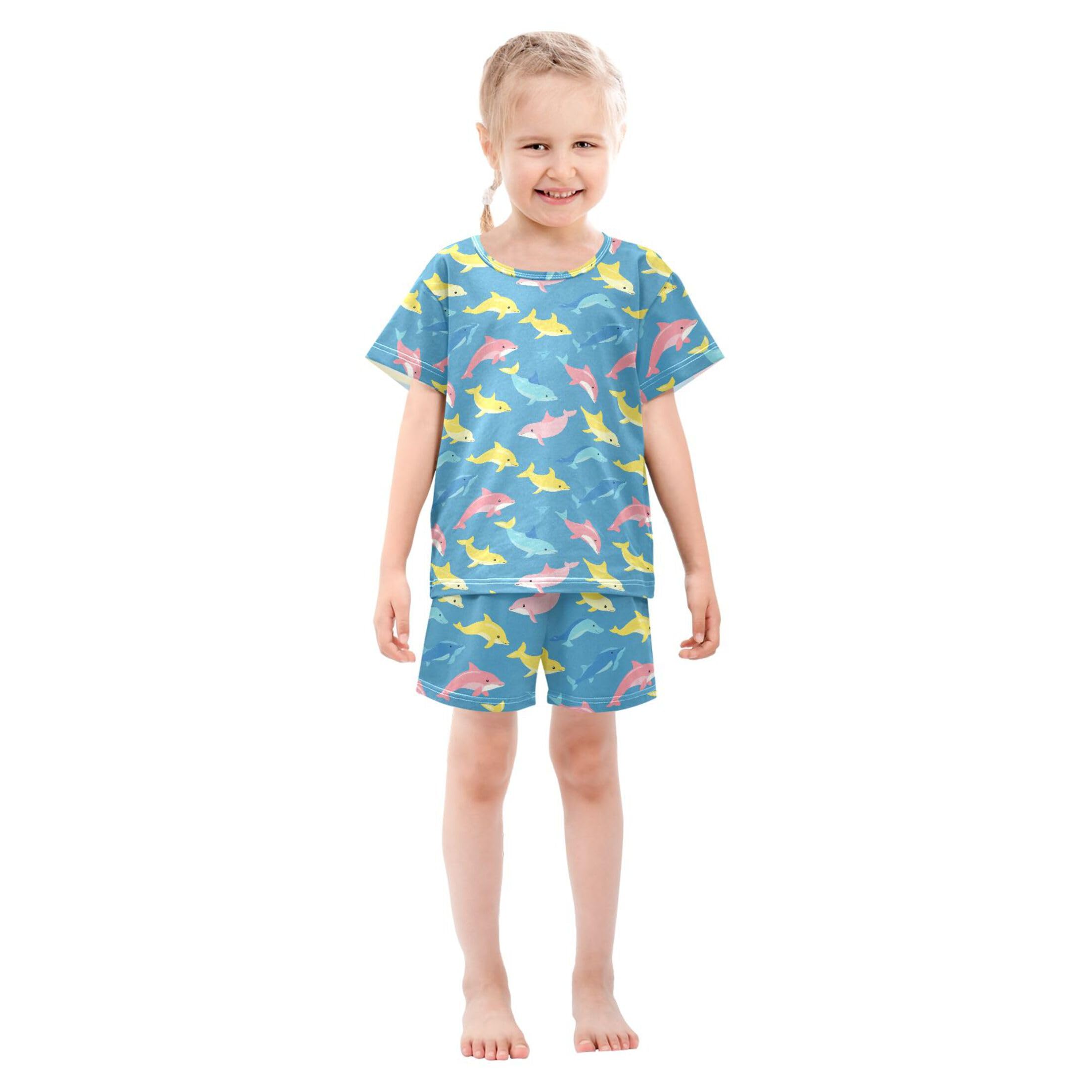 UMIRIKO Dolphins Animal Summer Short Sleeve Pajamas Sleepwear PJ Set B0403826