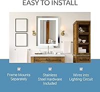 Vista 6 de Mirrors & Marble Espejo de pared LED grande Espejo rectangular iluminado frontal para baño, dormitorio o ducha, antivaho y montado en la pared