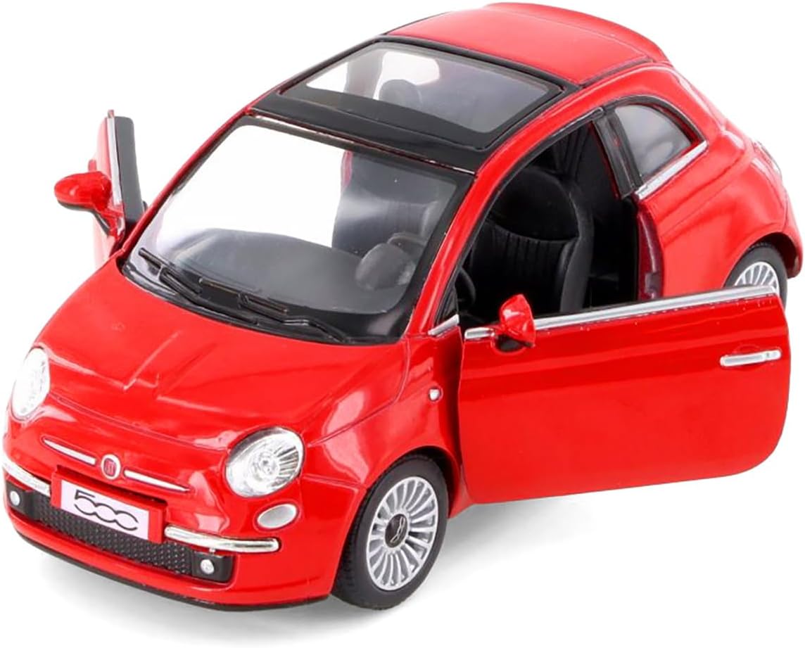 KiNSMART Fiat 500 5345D - 1/28 Scale Diecast Model Car (Red)