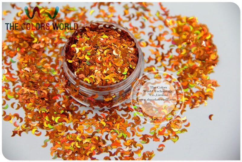 LM-41 Size 3 mm Laser Holographic Light Copper Color Glitter Paillette Moon Shape spangles for Nail Art DIY supplies1pack=50g