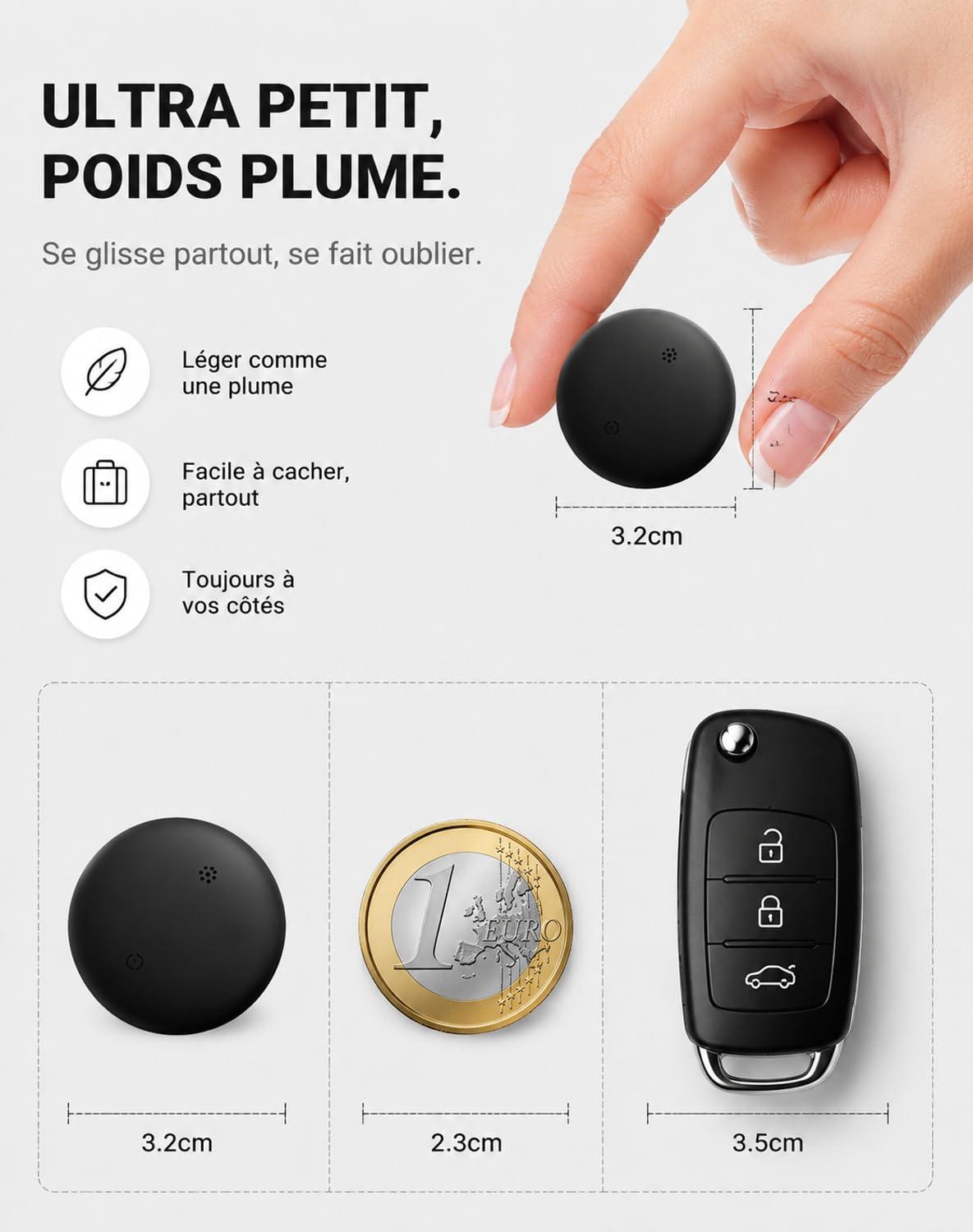Vitivie Traceur GPS, Conception Compacte, Localisation Mondiale en Temps Réel