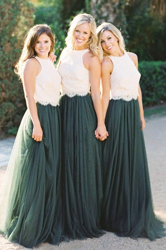 EllieHouse A Line Long Full Bridesmaid Tulle Skirt for Wedding Evening Party Prom P68